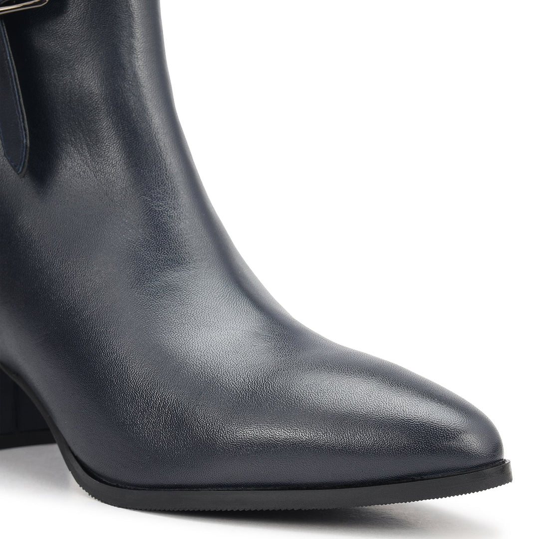 Blue Quilted Leather Ankle Boots