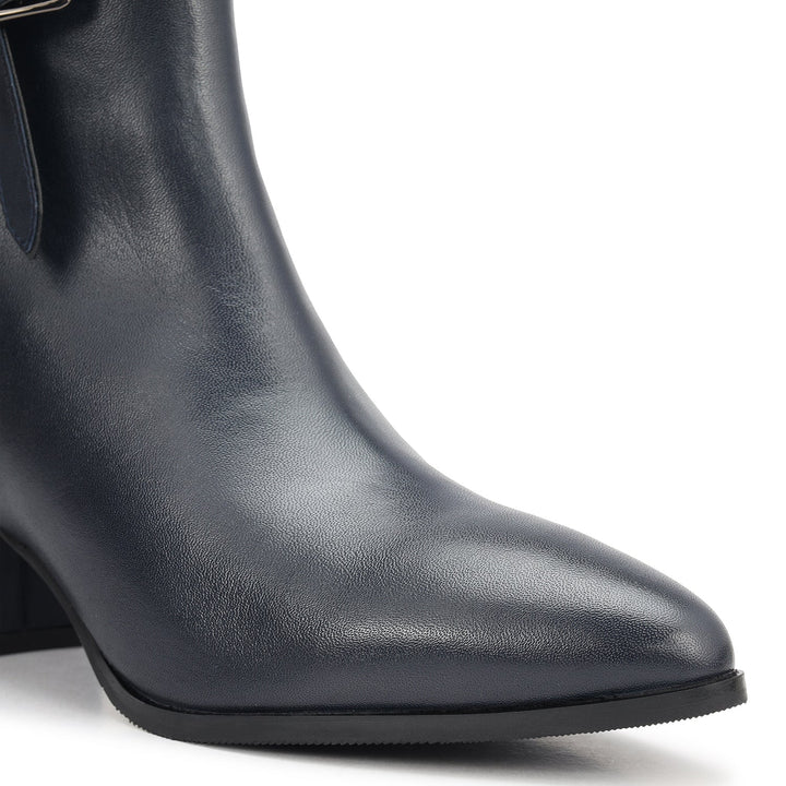 Blue Quilted Leather Ankle Boots