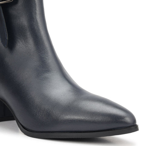 Blue Quilted Leather Ankle Boots