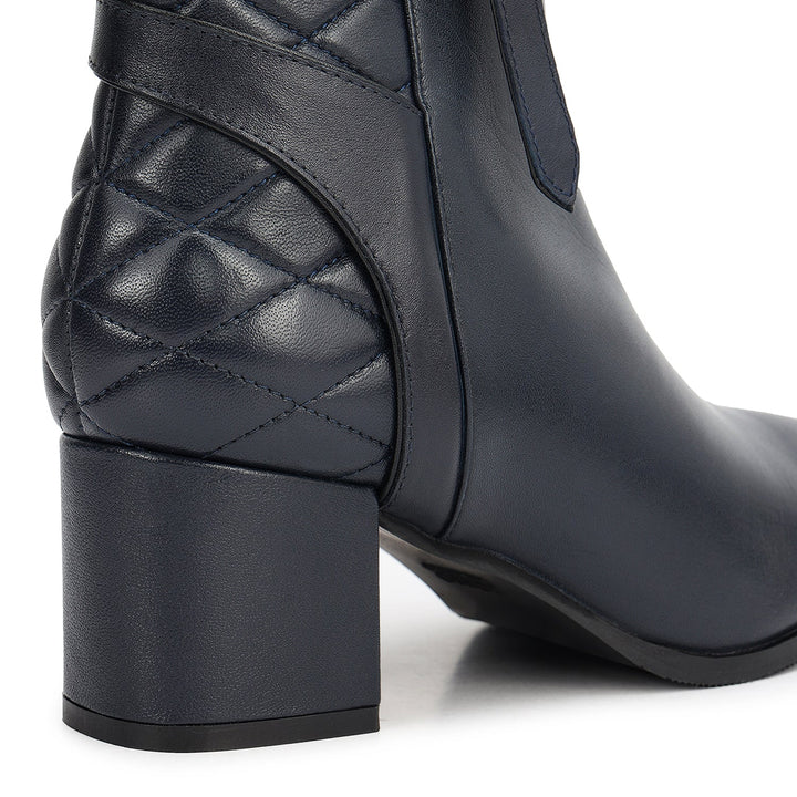 Blue Quilted Leather Ankle Boots
