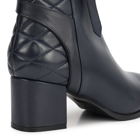 Blue Quilted Leather Ankle Boots