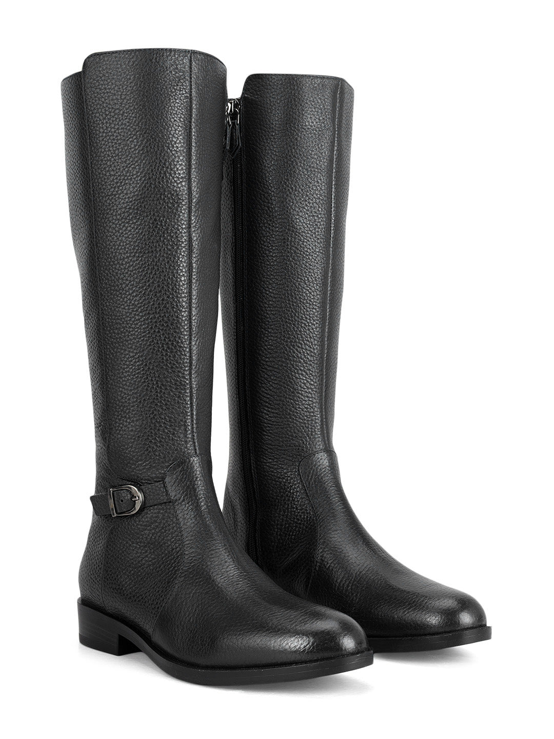 Black Leather Knee High Boots