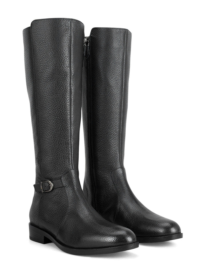 Black Leather Knee High Boots