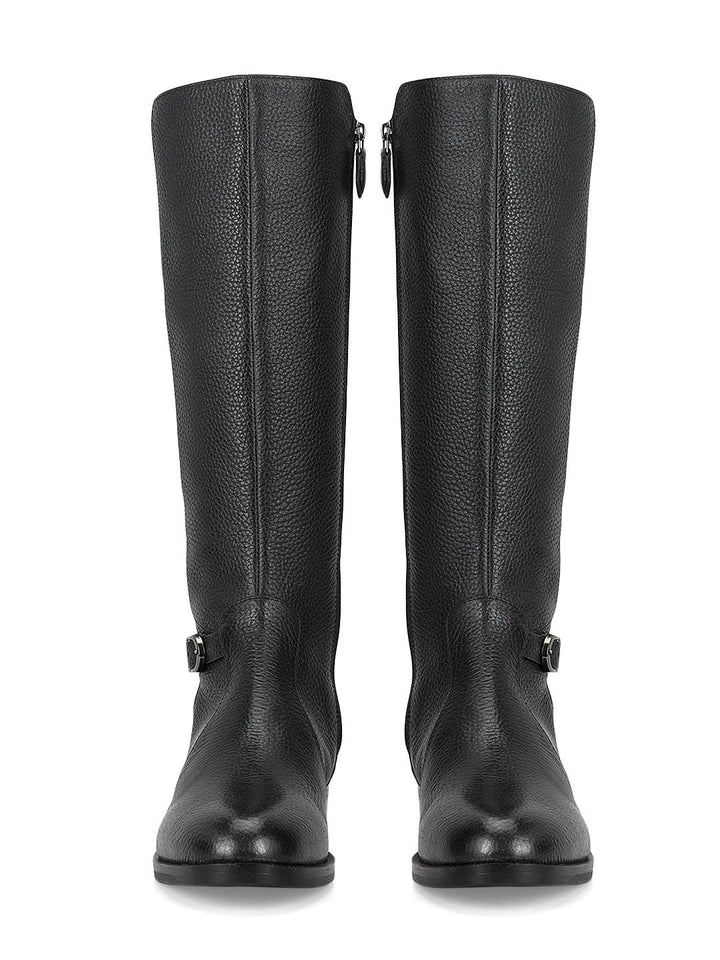 Black Leather Knee High Boots