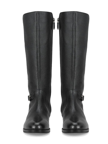 Black Leather Knee High Boots