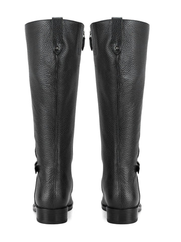 Black Leather Knee High Boots
