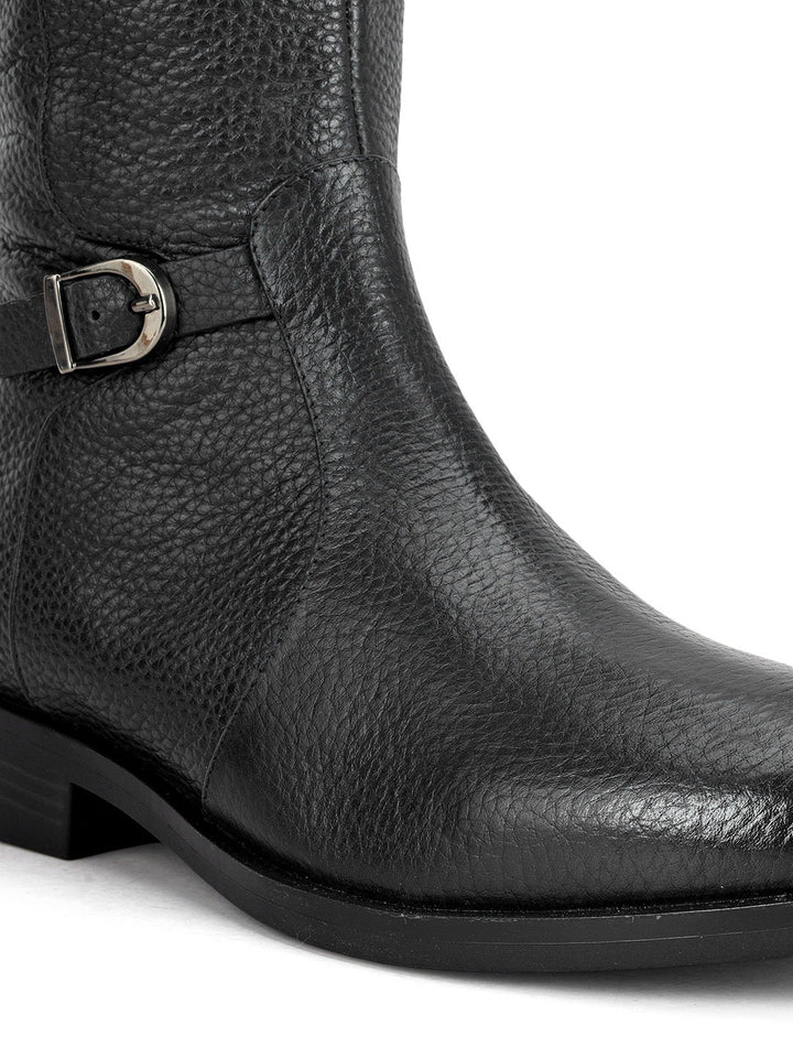 Black Leather Knee High Boots