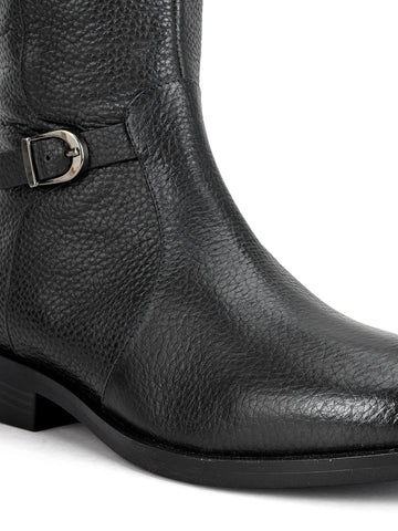 Black Leather Knee High Boots