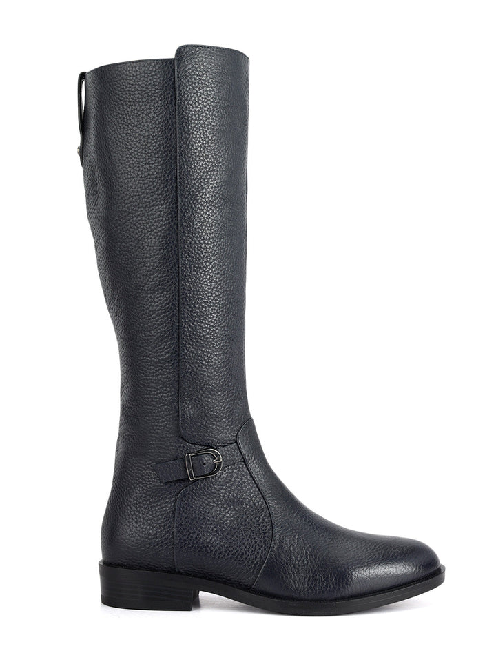 Blue Leather Knee High Boots