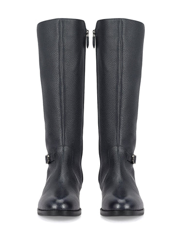 Blue Leather Knee High Boots