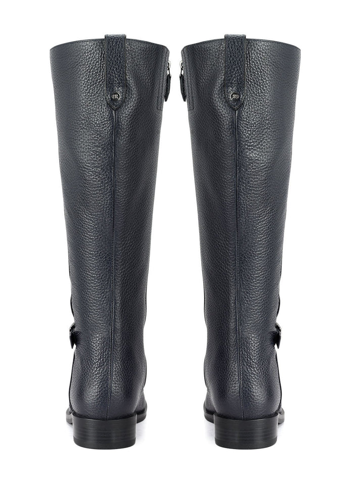 Blue Leather Knee High Boots