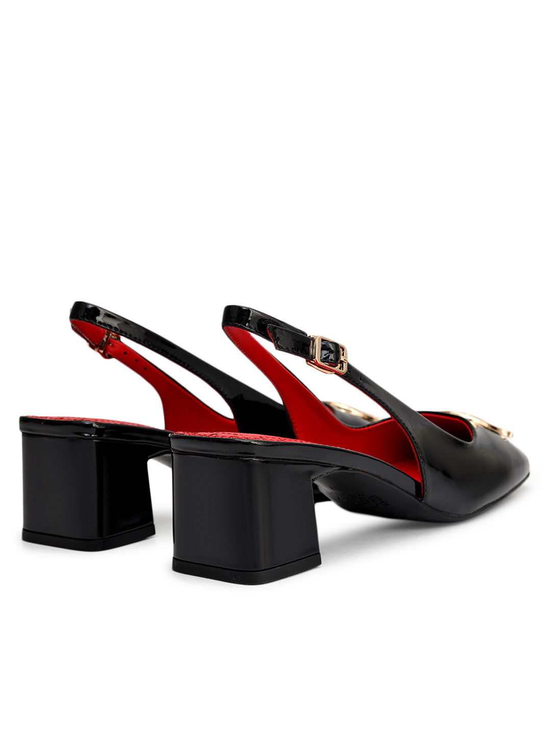 Black Logo Detail Block Heels