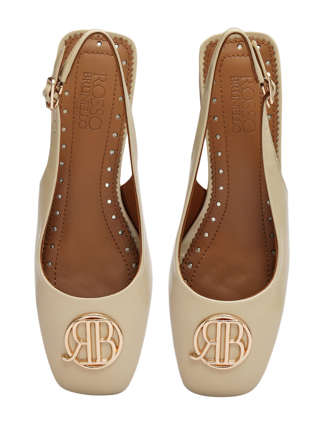 White Logo Detail Block Heels