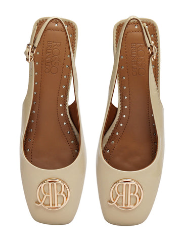 White Logo Detail Block Heels