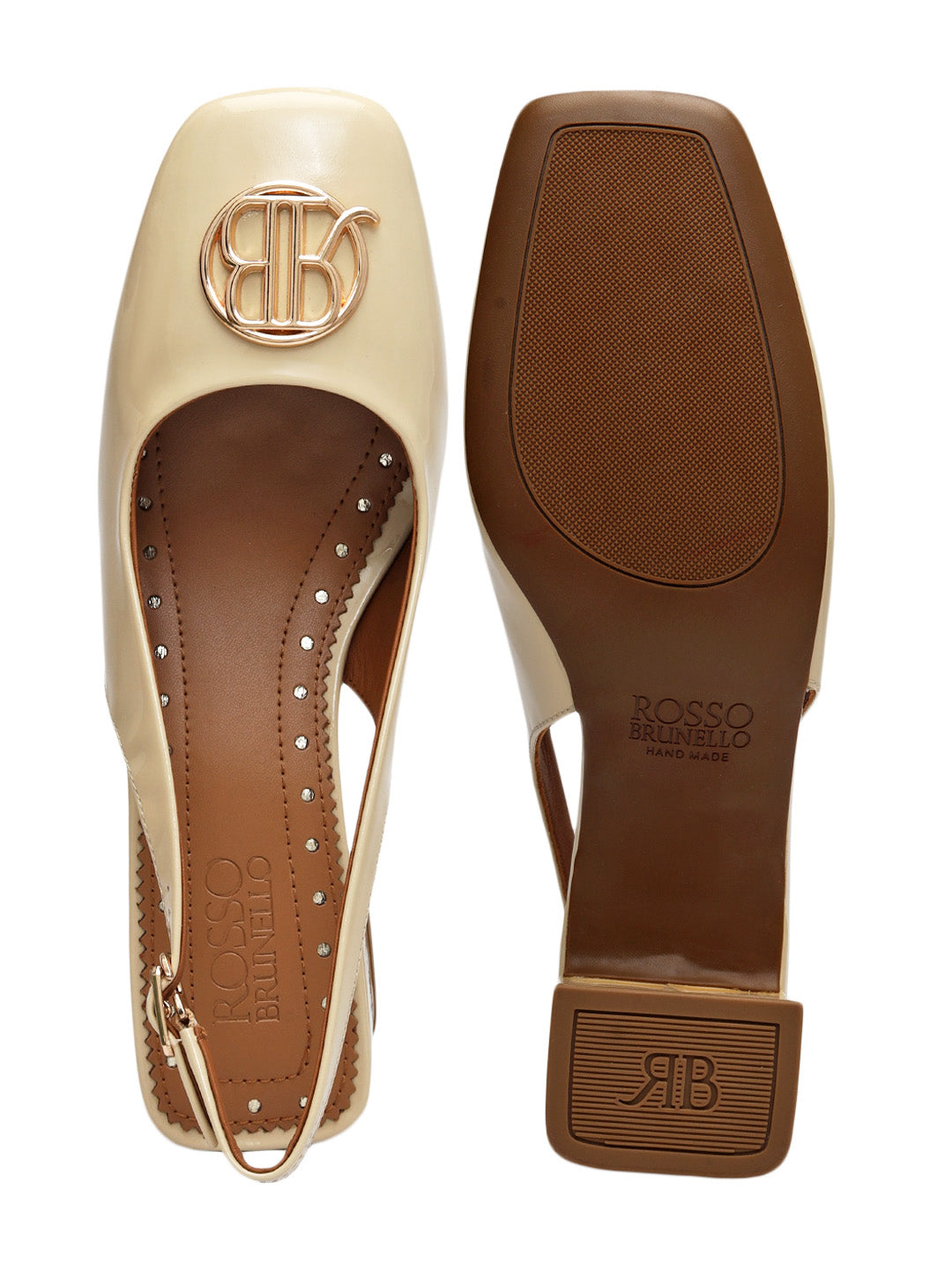 White Logo Detail Block Heels