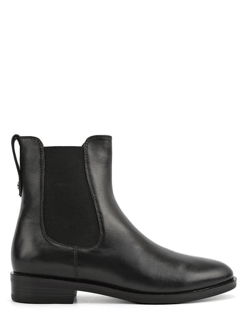 Black Plain Leather Ankle Length Boots
