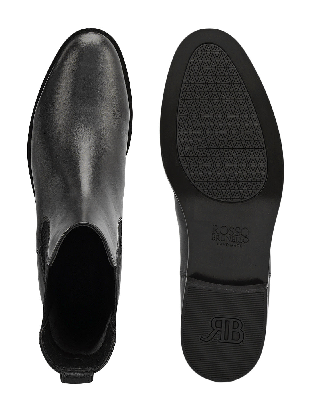 Black Plain Leather Ankle Length Boots