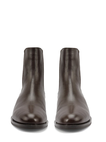 Brown Plain Leather Ankle Length Boots