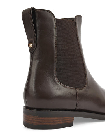Brown Plain Leather Ankle Length Boots