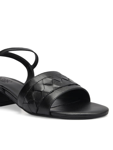 Black Woven Strap Block Heels