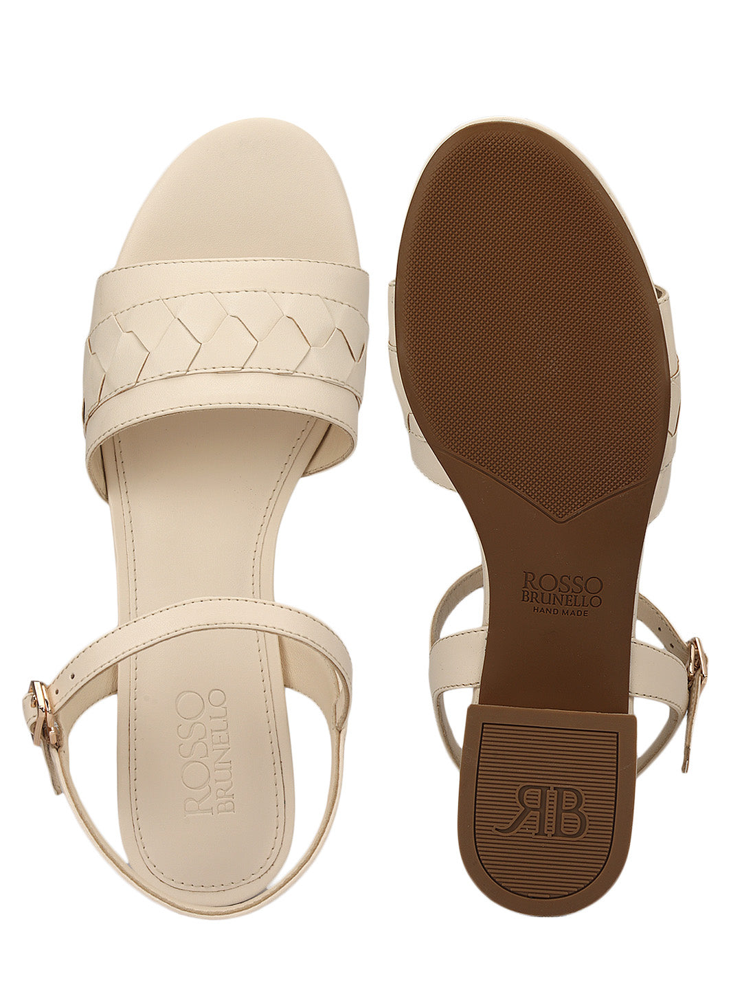 White Woven Strap Block Heels