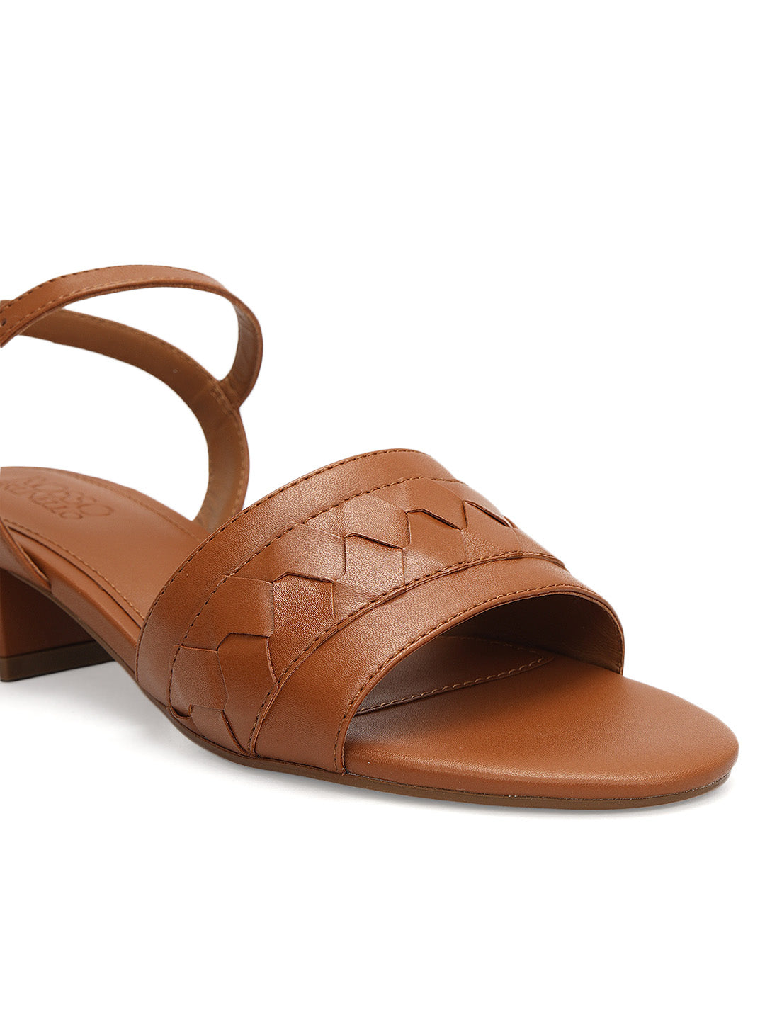 Tan Woven Strap Block Heels