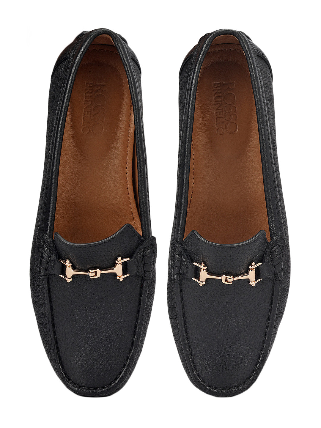 Black Leather Women Moccasins With Trim