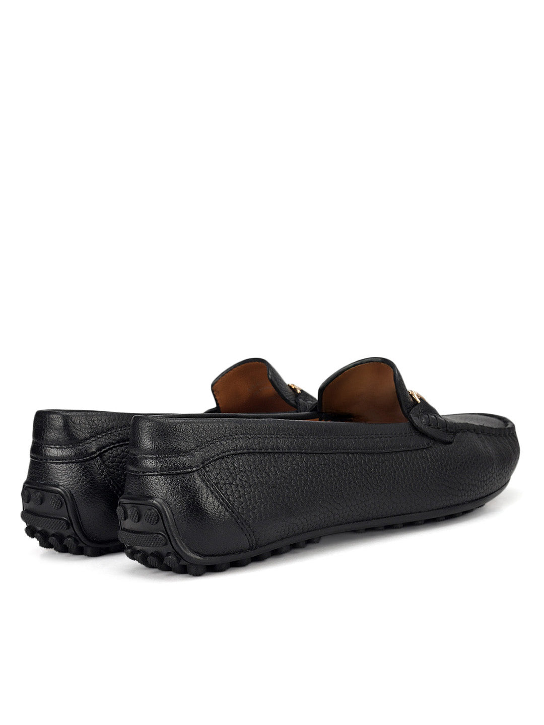 Black Leather Women Moccasins With Trim