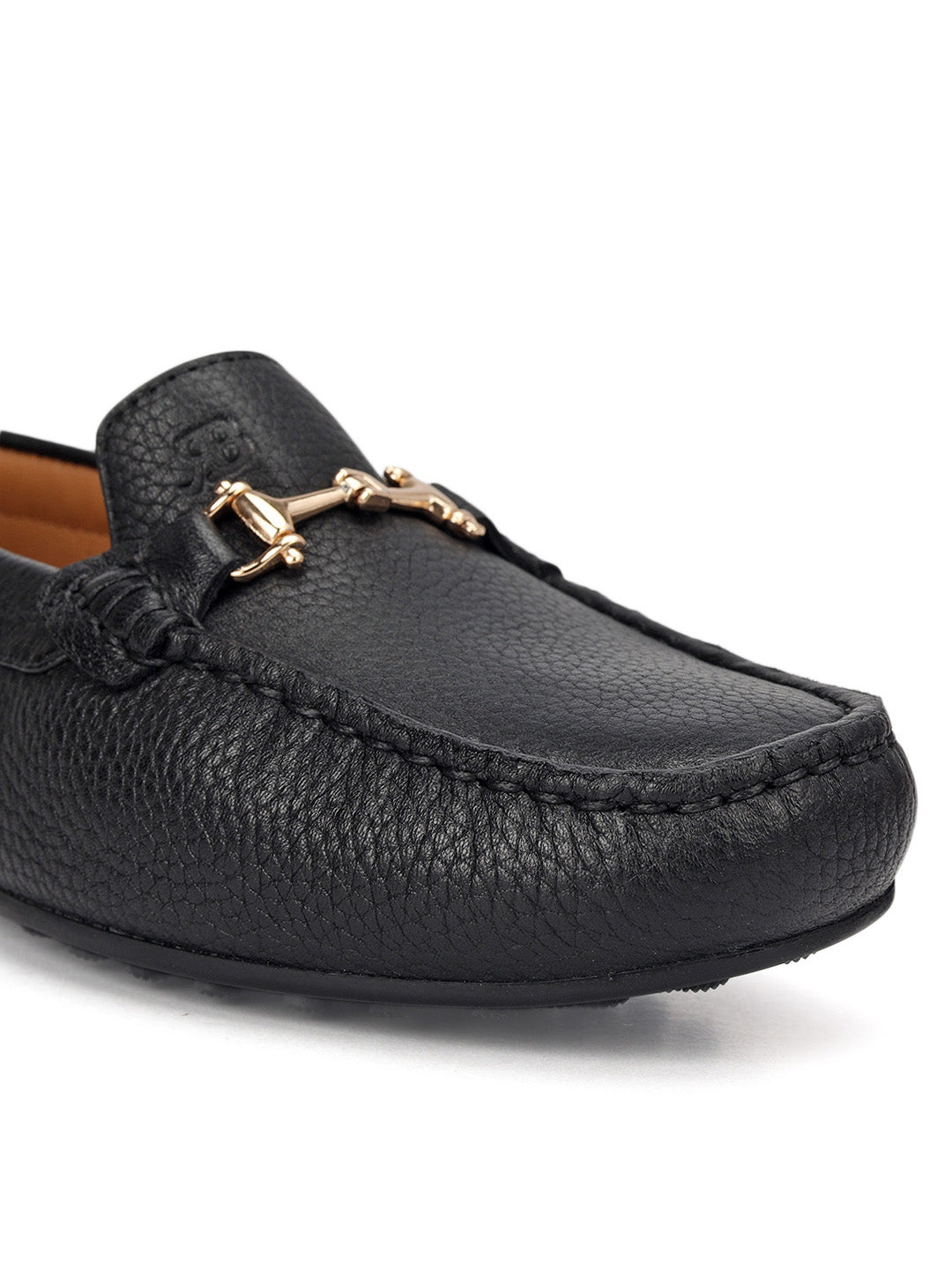 Black Leather Women Moccasins With Trim