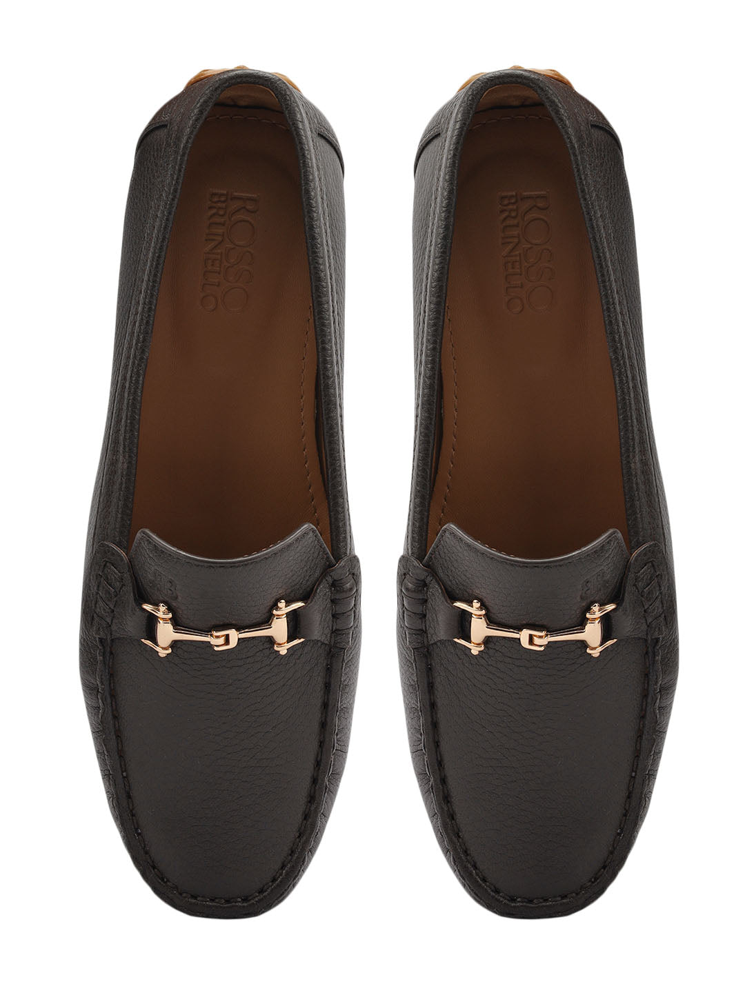 Brown Leather Women Moccasins With Trim