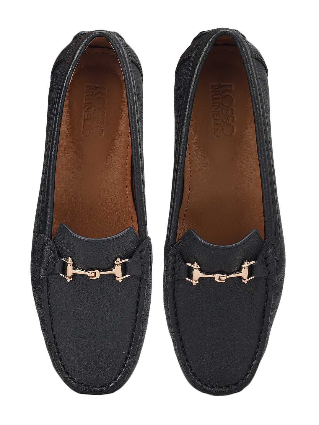 Blue Leather Women Moccasins With Trim