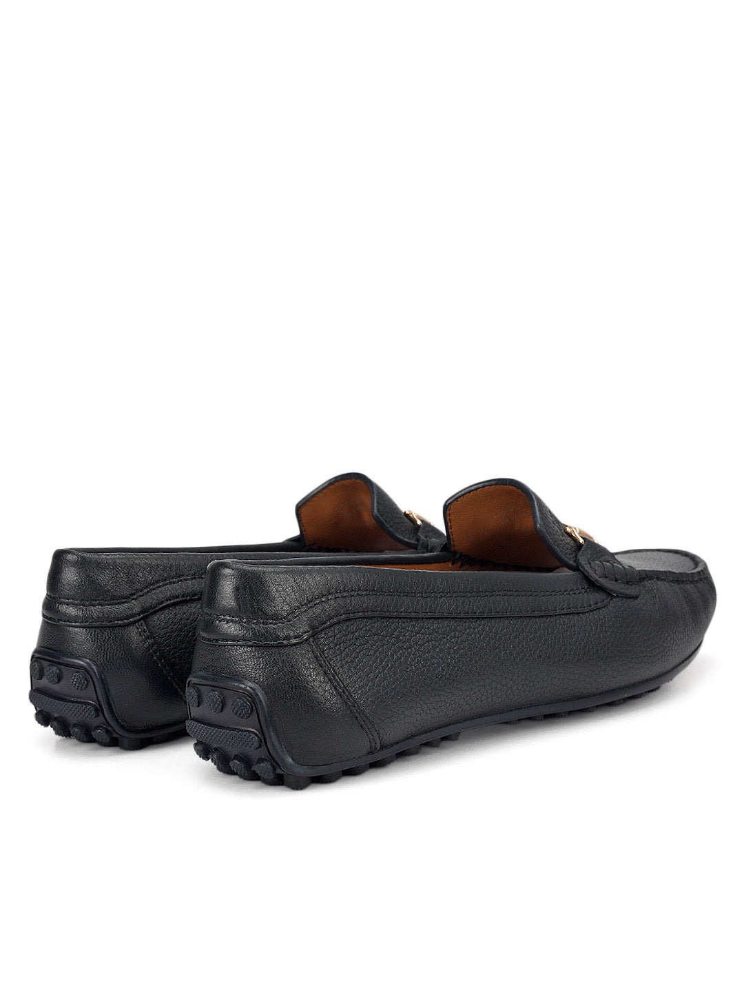 Blue Leather Women Moccasins With Trim