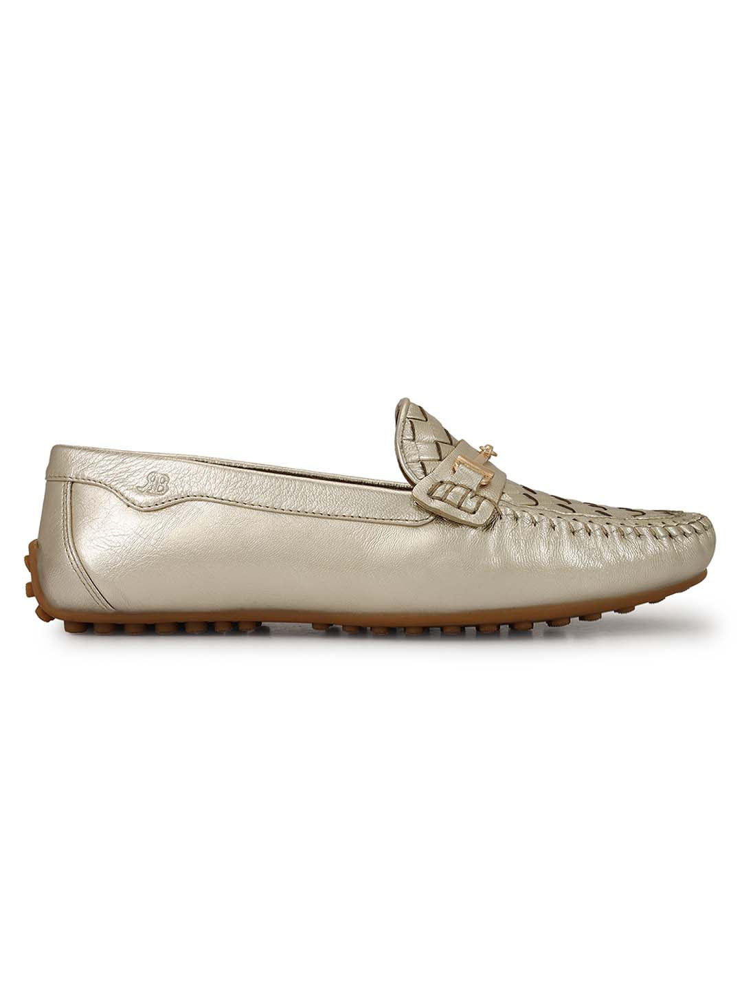 Golden Mat Textured Women Moccasins