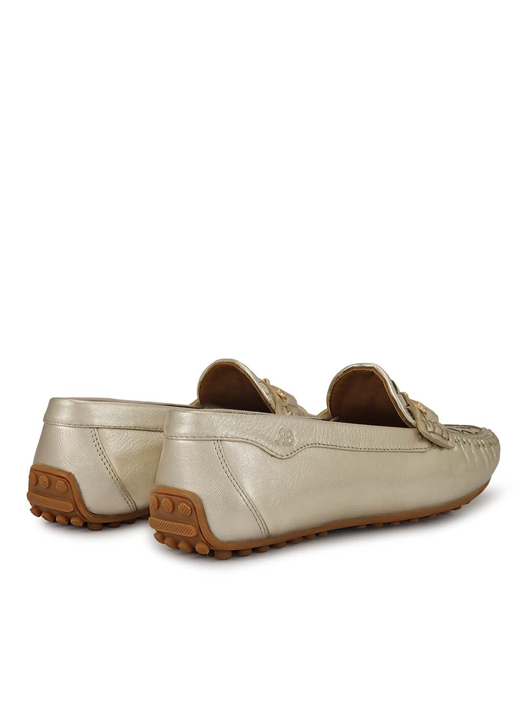 Golden Mat Textured Women Moccasins