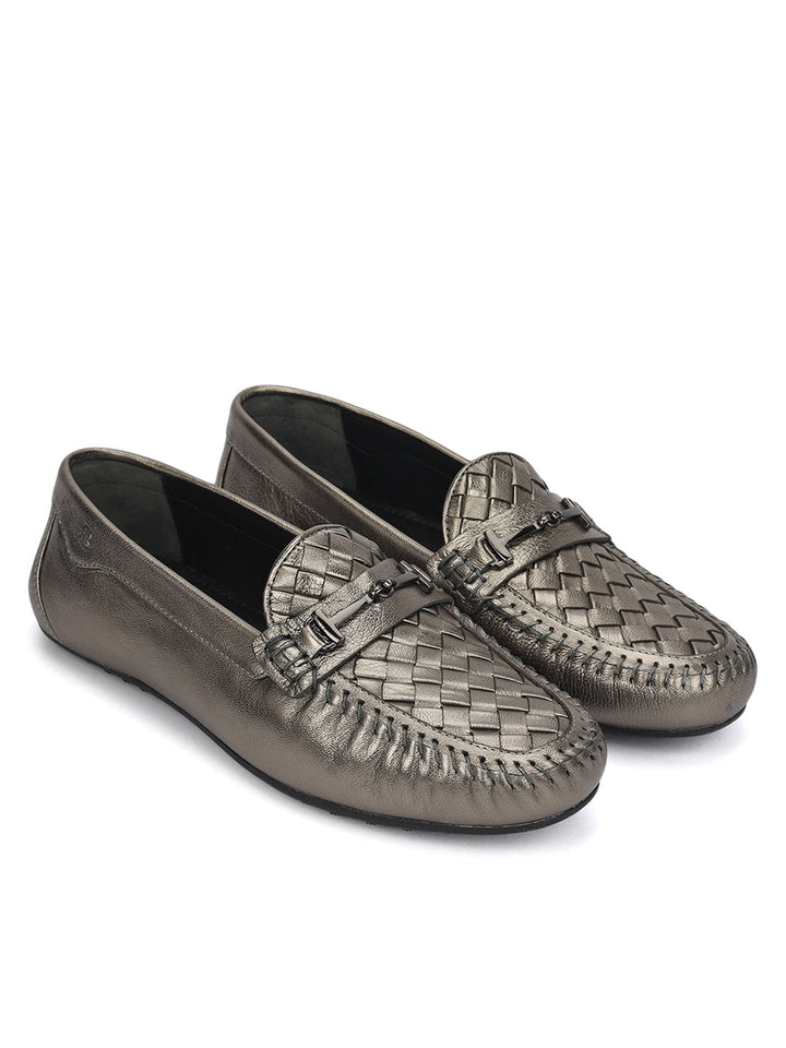Grey Mat Textured Women Moccasins