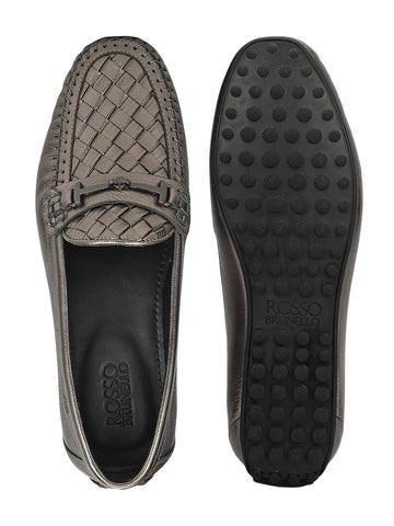 Grey Mat Textured Women Moccasins