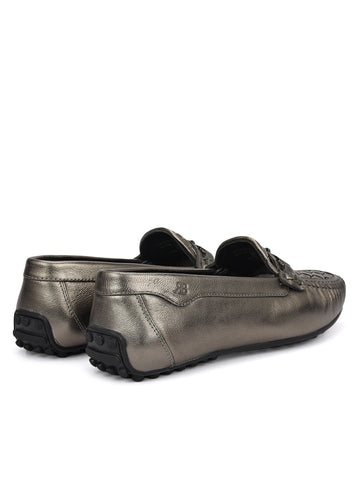 Grey Mat Textured Women Moccasins