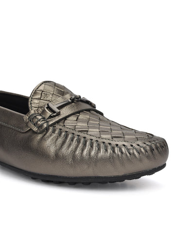 Grey Mat Textured Women Moccasins