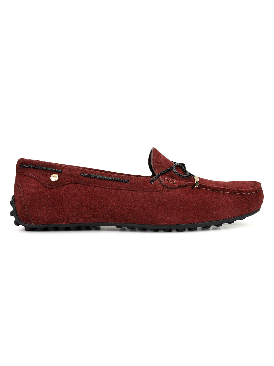 Burgundy Suede Leather Women Moccasins