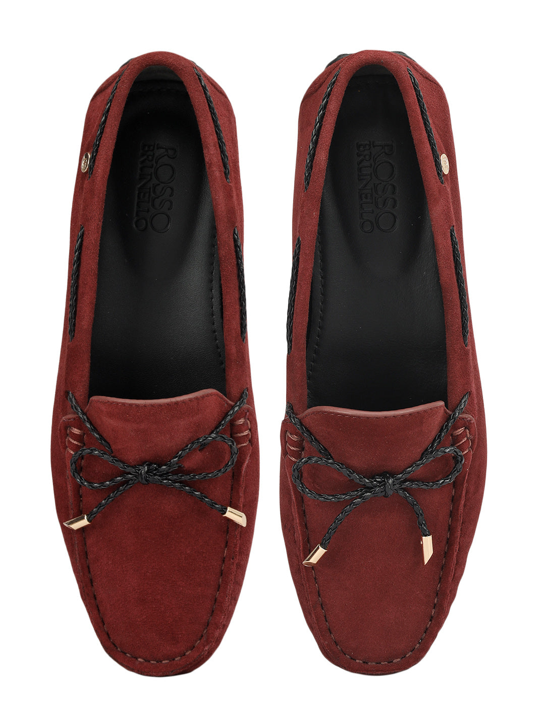 Burgundy Suede Leather Women Moccasins