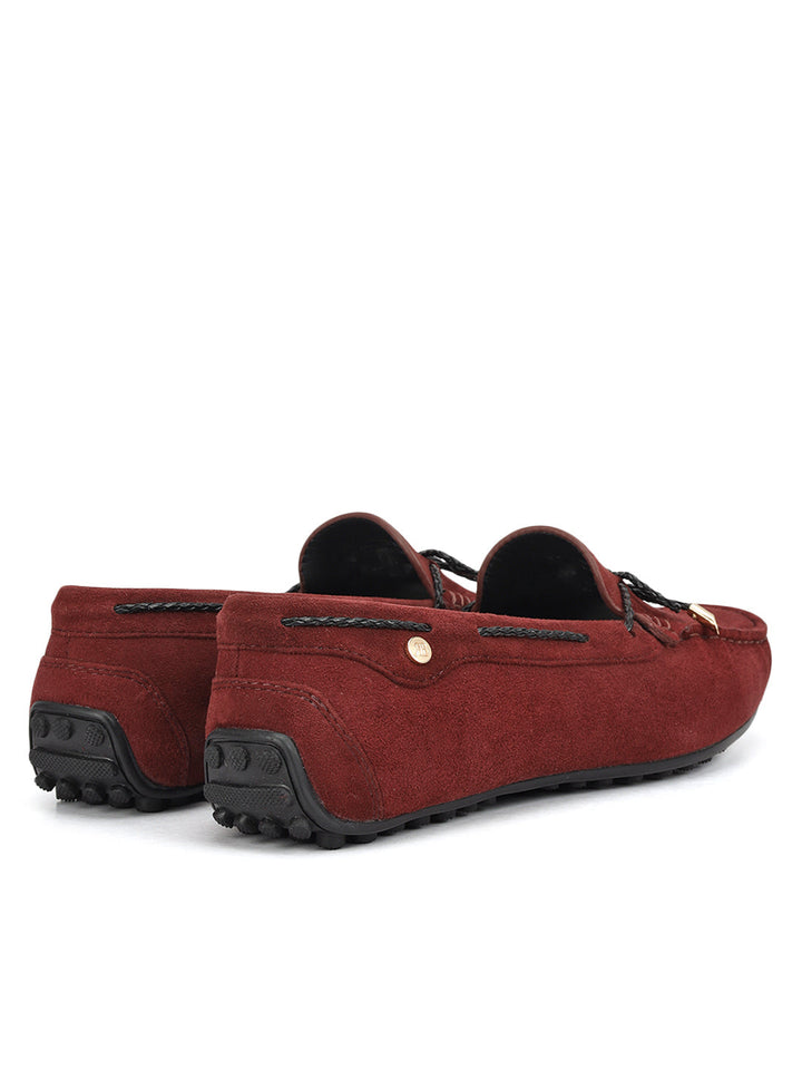 Burgundy Suede Leather Women Moccasins
