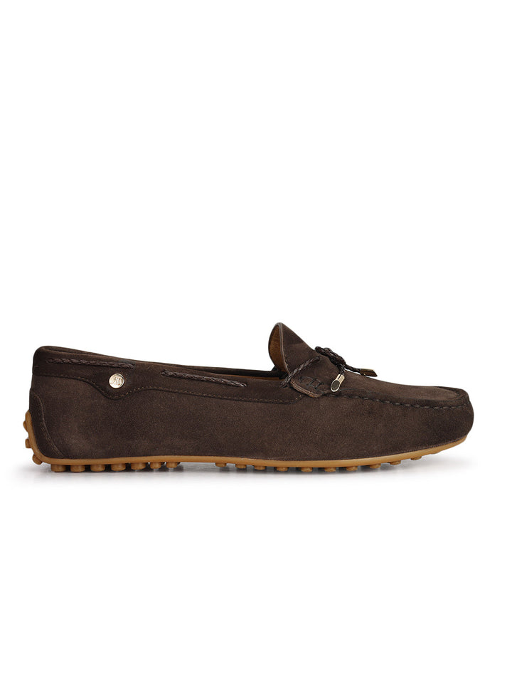 Brown Suede Textured Women Moccasins
