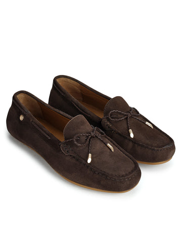 Brown Suede Textured Women Moccasins