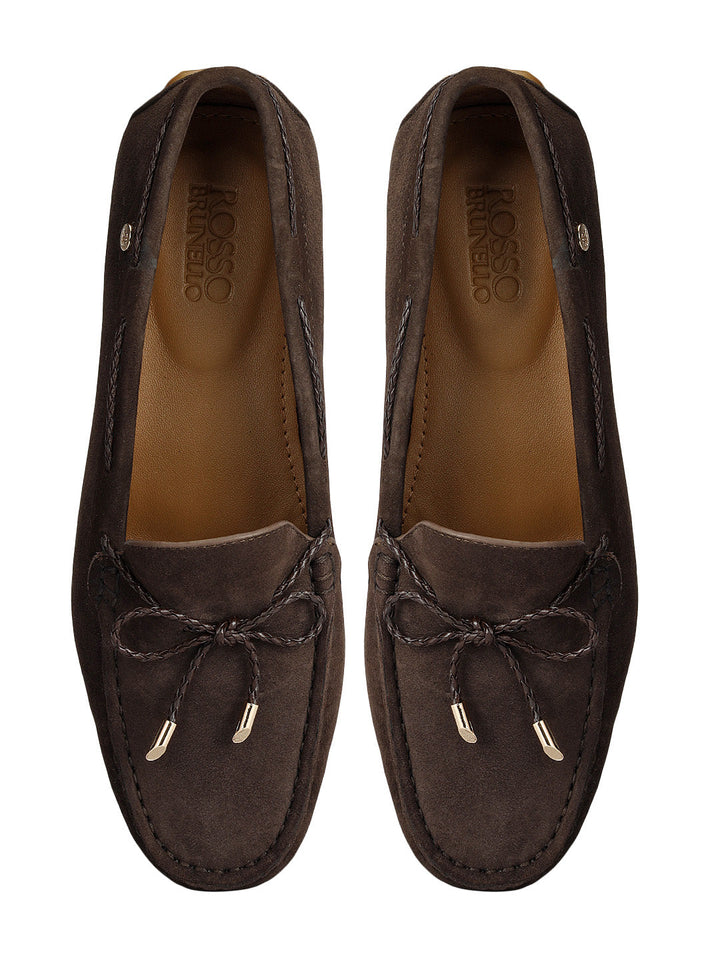 Brown Suede Textured Women Moccasins