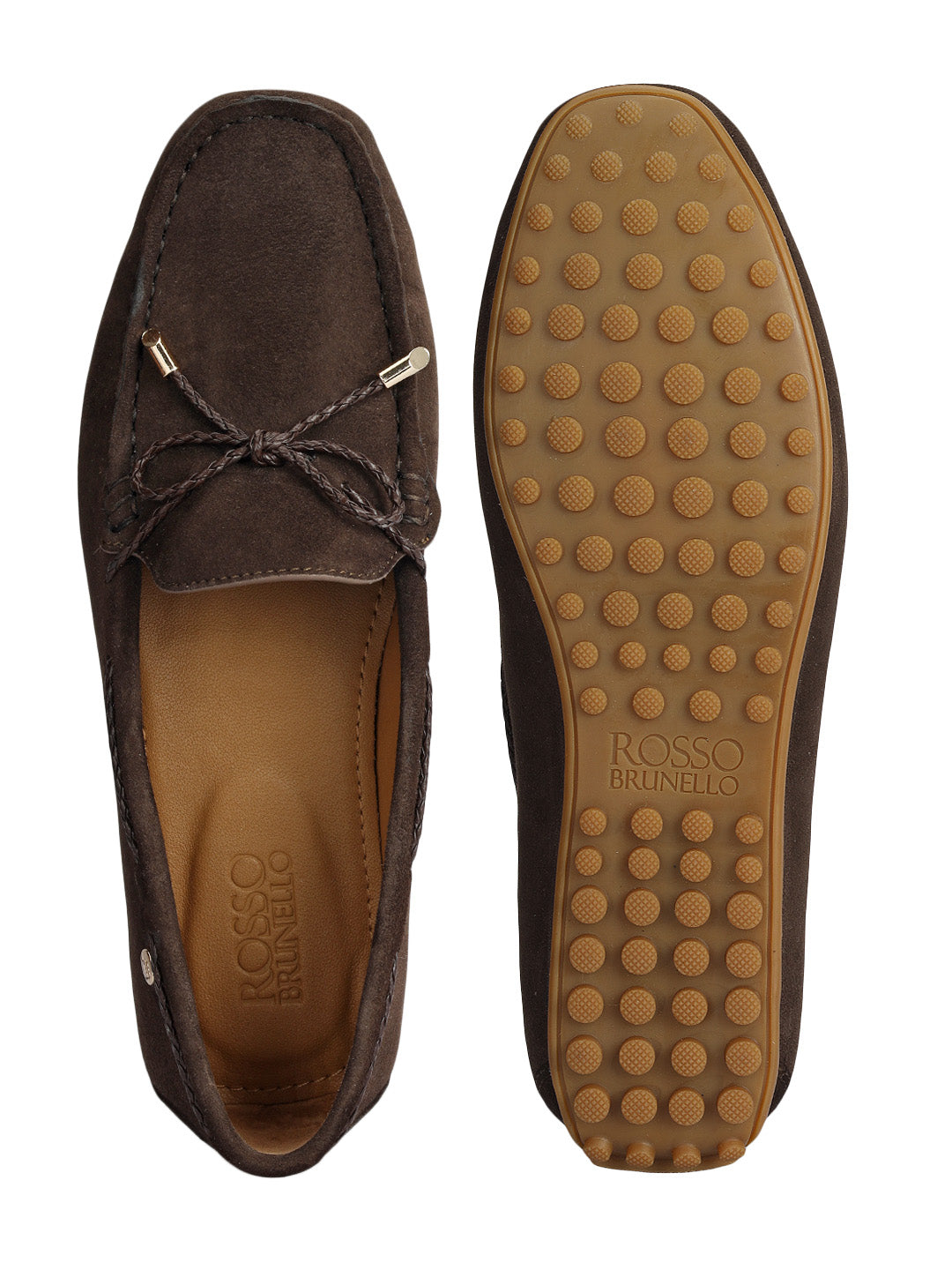 Brown Suede Textured Women Moccasins