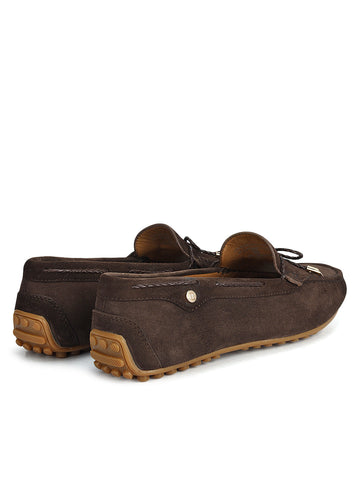 Brown Suede Textured Women Moccasins