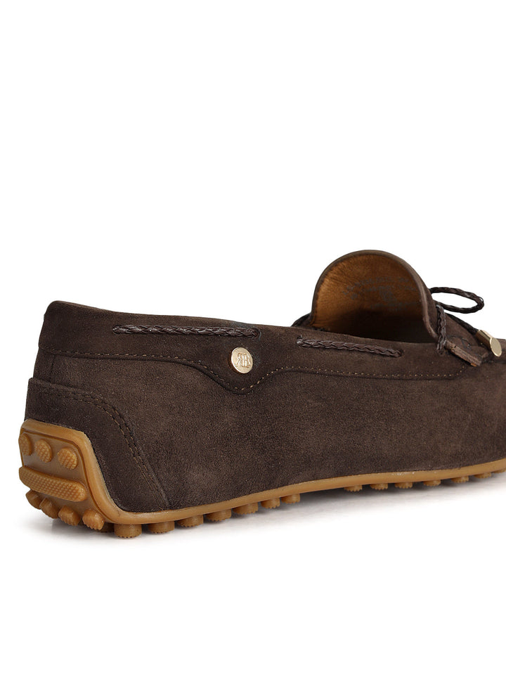 Brown Suede Textured Women Moccasins