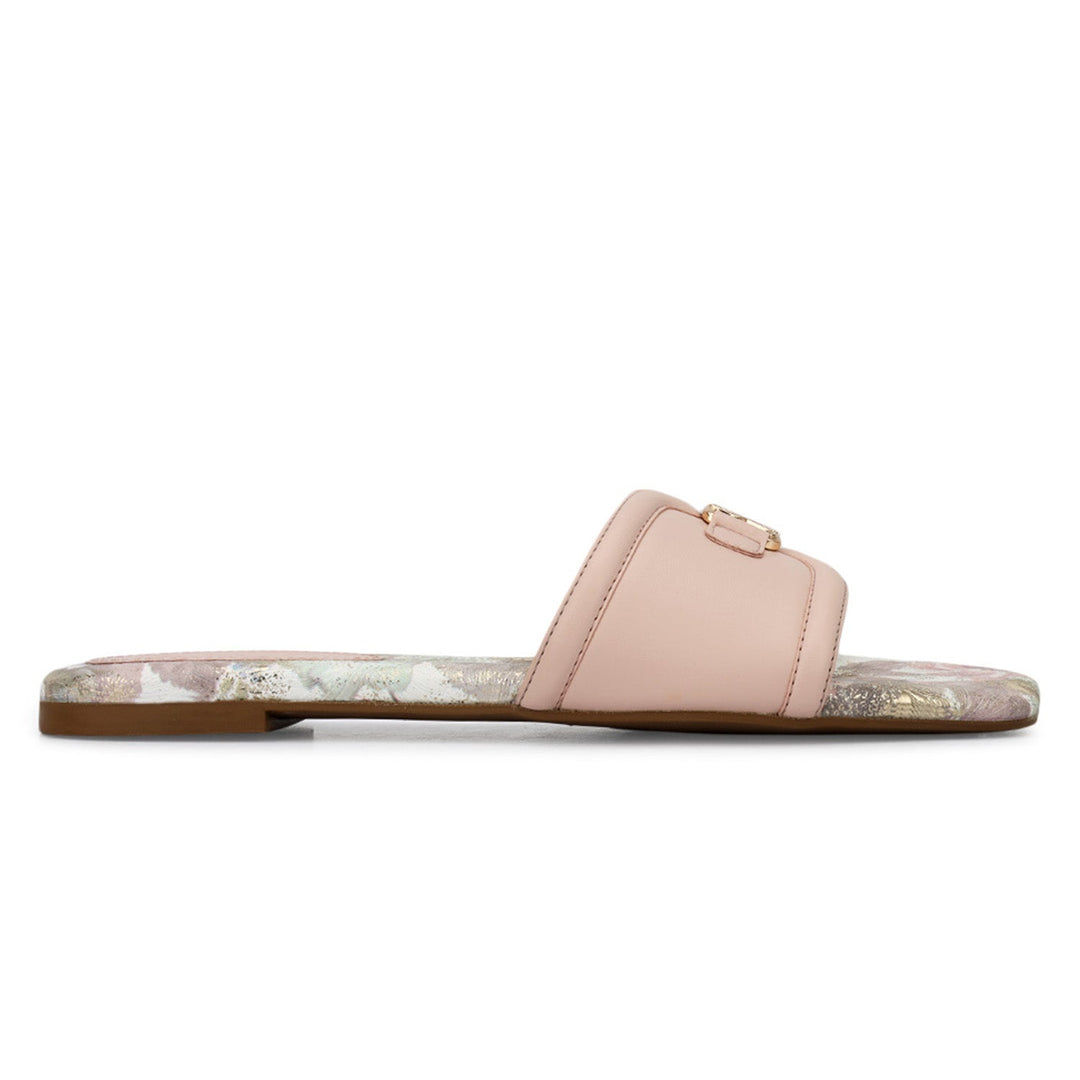 Pink Logo Buckle Flats