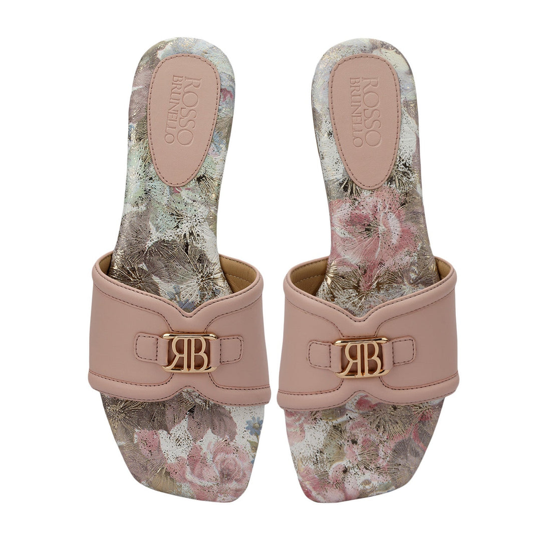 Pink Logo Buckle Flats