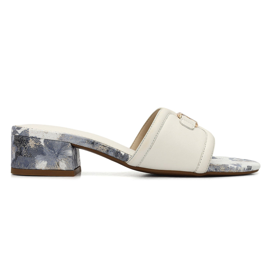White Logo Buckle Heels